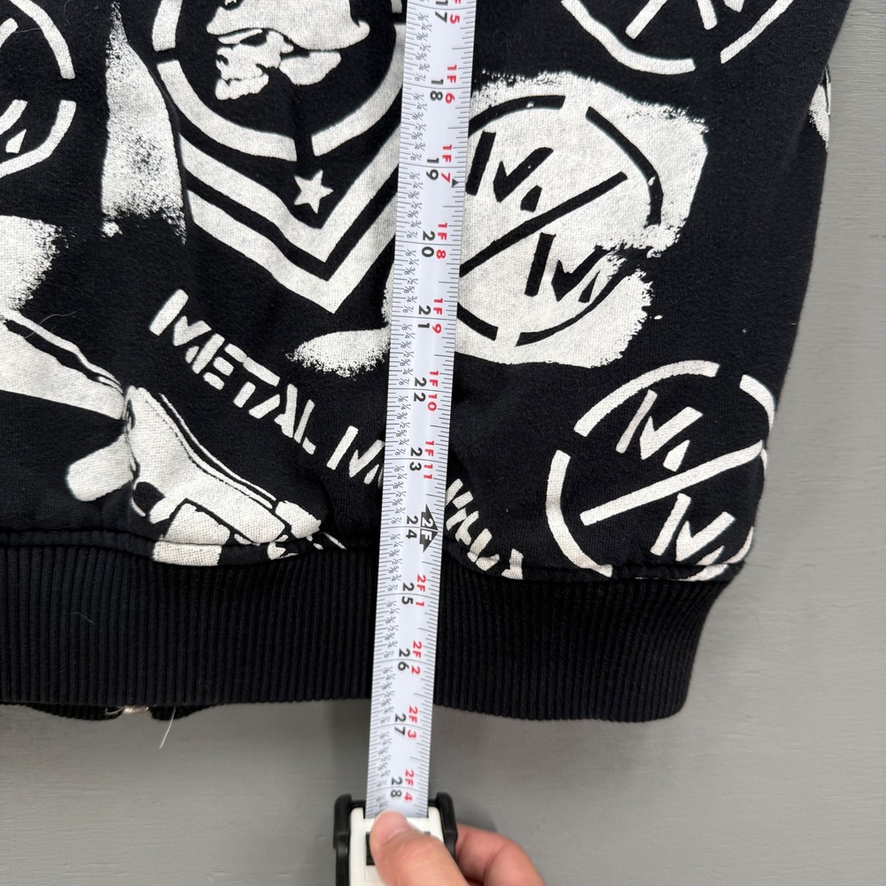 Y2K Metal Mulisha Zip Up Hoodie Black White AOP Skulls Jesse Pinkman Large - Picture 6 of 7